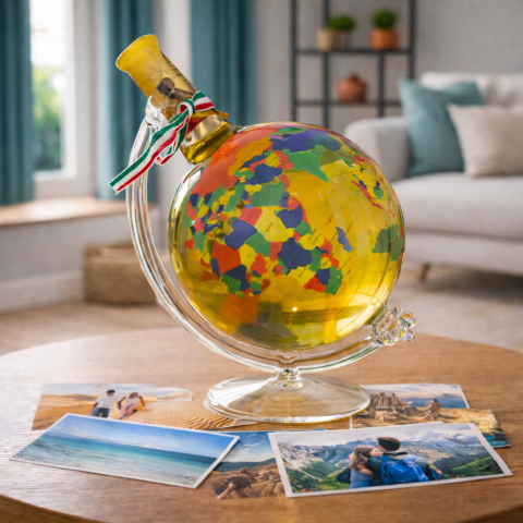 Vinho em garrafa decorativa em forma de globo colorido – grande (0,75 l)